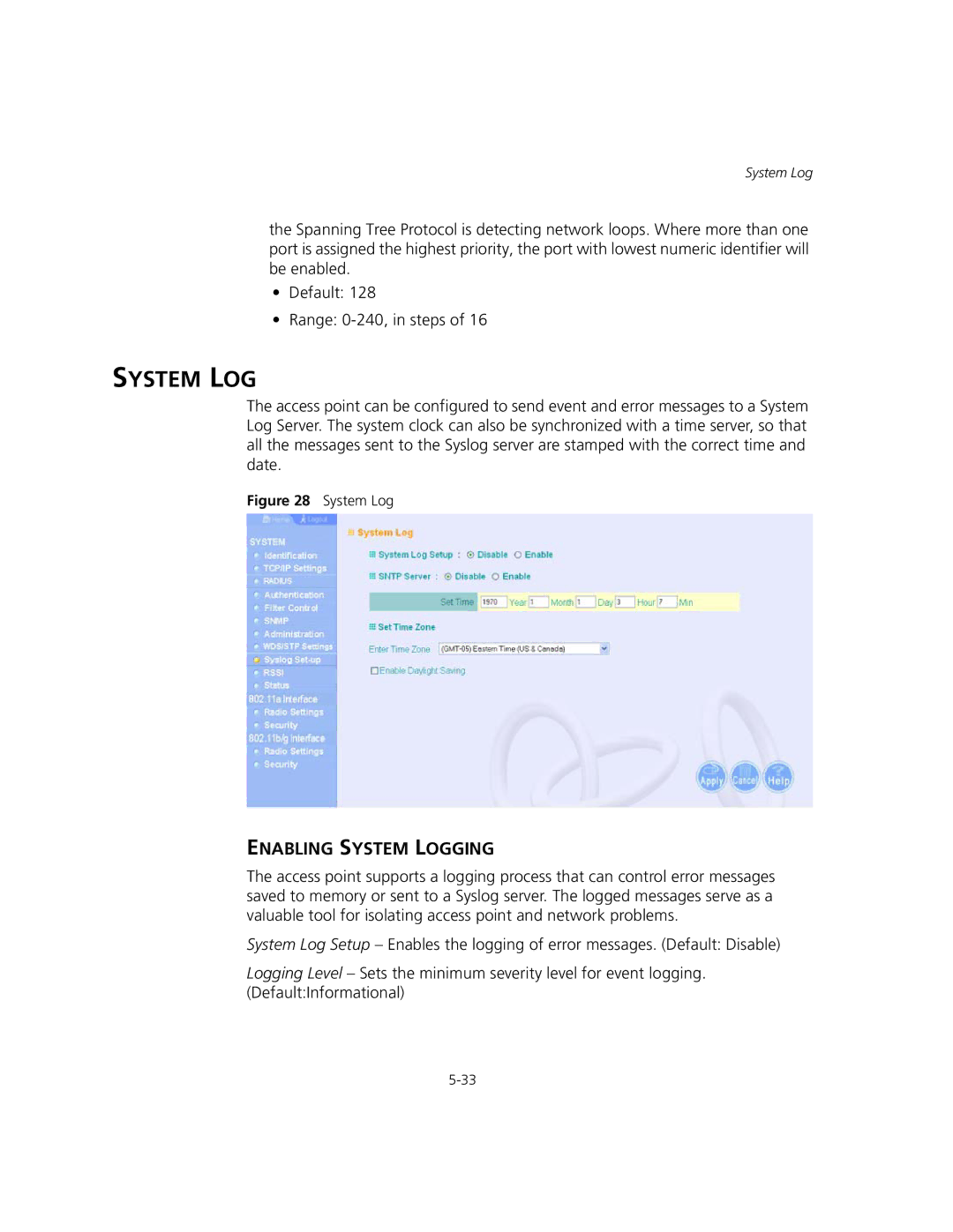 3Com WL-575, 3CRWEASYA73 manual System LOG, Enabling System Logging 