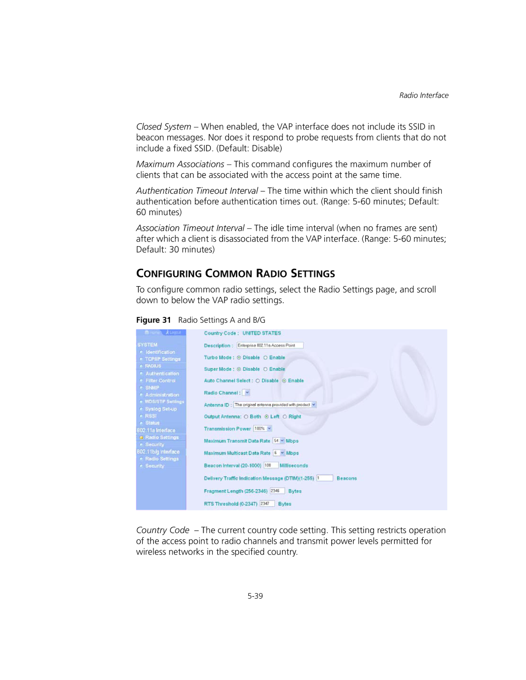 3Com WL-575, 3CRWEASYA73 manual Configuring Common Radio Settings, Radio Settings a and B/G 