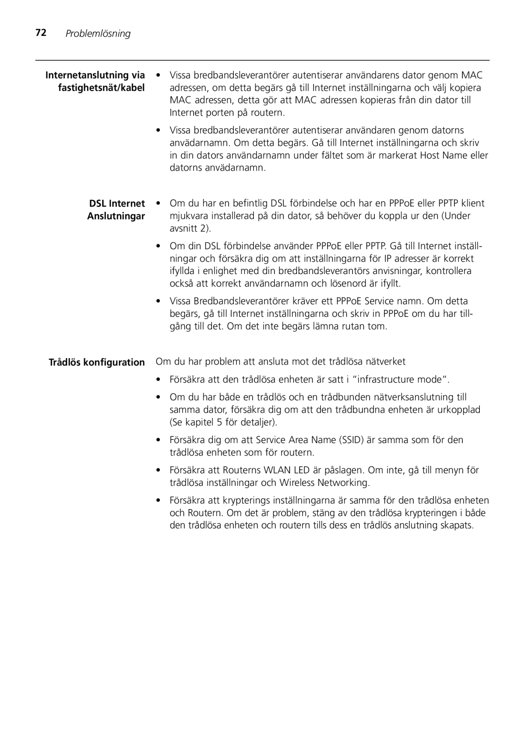 3Com 3CRWER200-75, 3CRWER100-75 manual Internet porten på routern, Datorns anvädarnamn, Avsnitt 