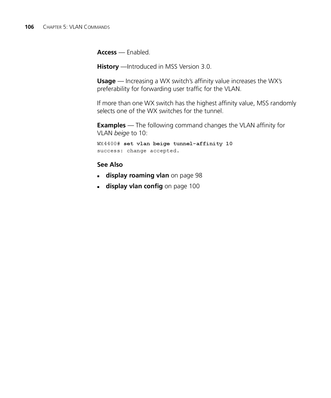 3Com 3CRWX440095A, 3CRWX120695A manual See Also „ display roaming vlan on „ display vlan config on 