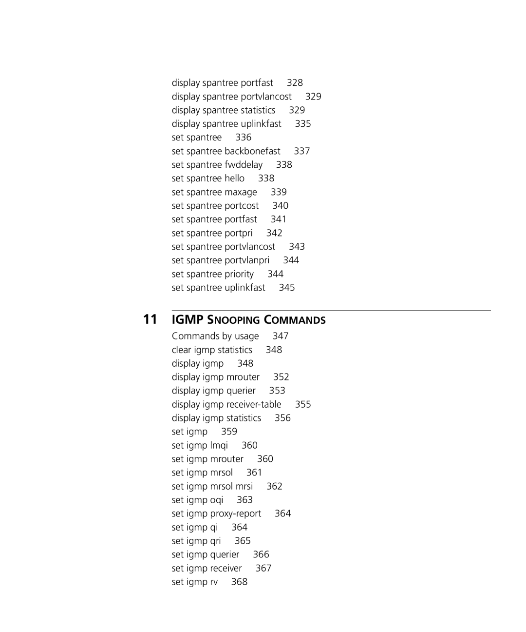 3Com 3CRWX120695A, 3CRWX440095A manual 335, Set spantree, 337, 345, 362 