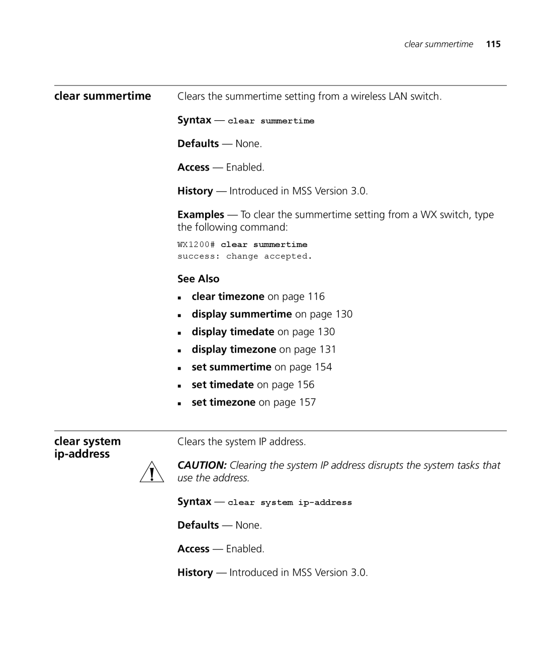 3Com 3CRWX120695A, 3CRWX440095A manual Clear summertime 