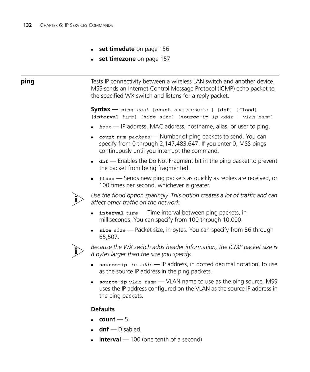 3Com 3CRWX440095A, 3CRWX120695A manual „ set timedate on „ set timezone on, Defaults „ count 