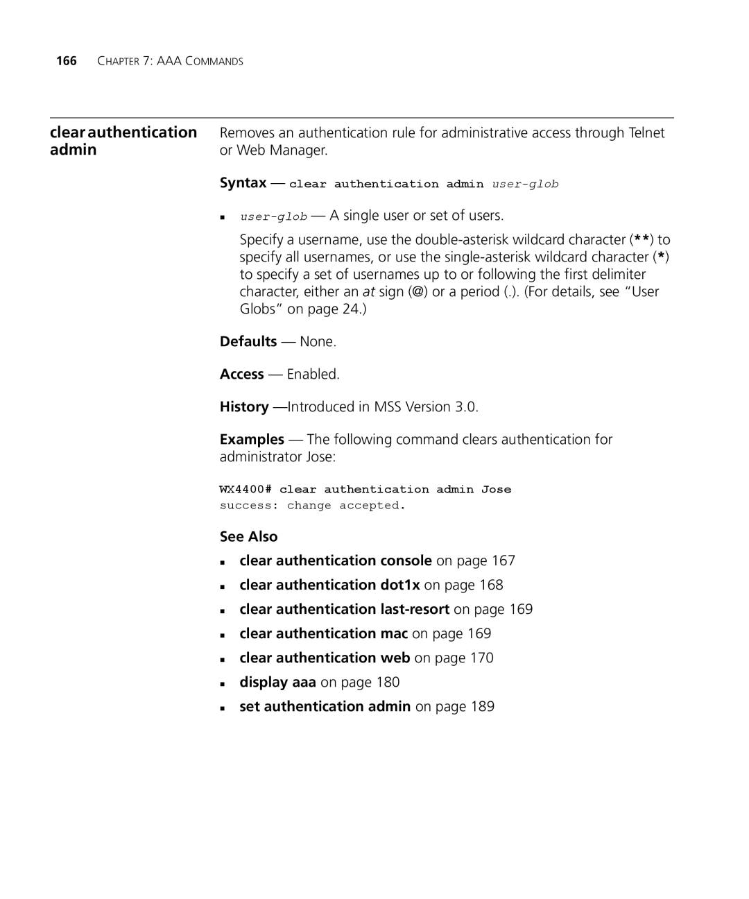 3Com 3CRWX440095A, 3CRWX120695A manual Clear authentication, Admin 