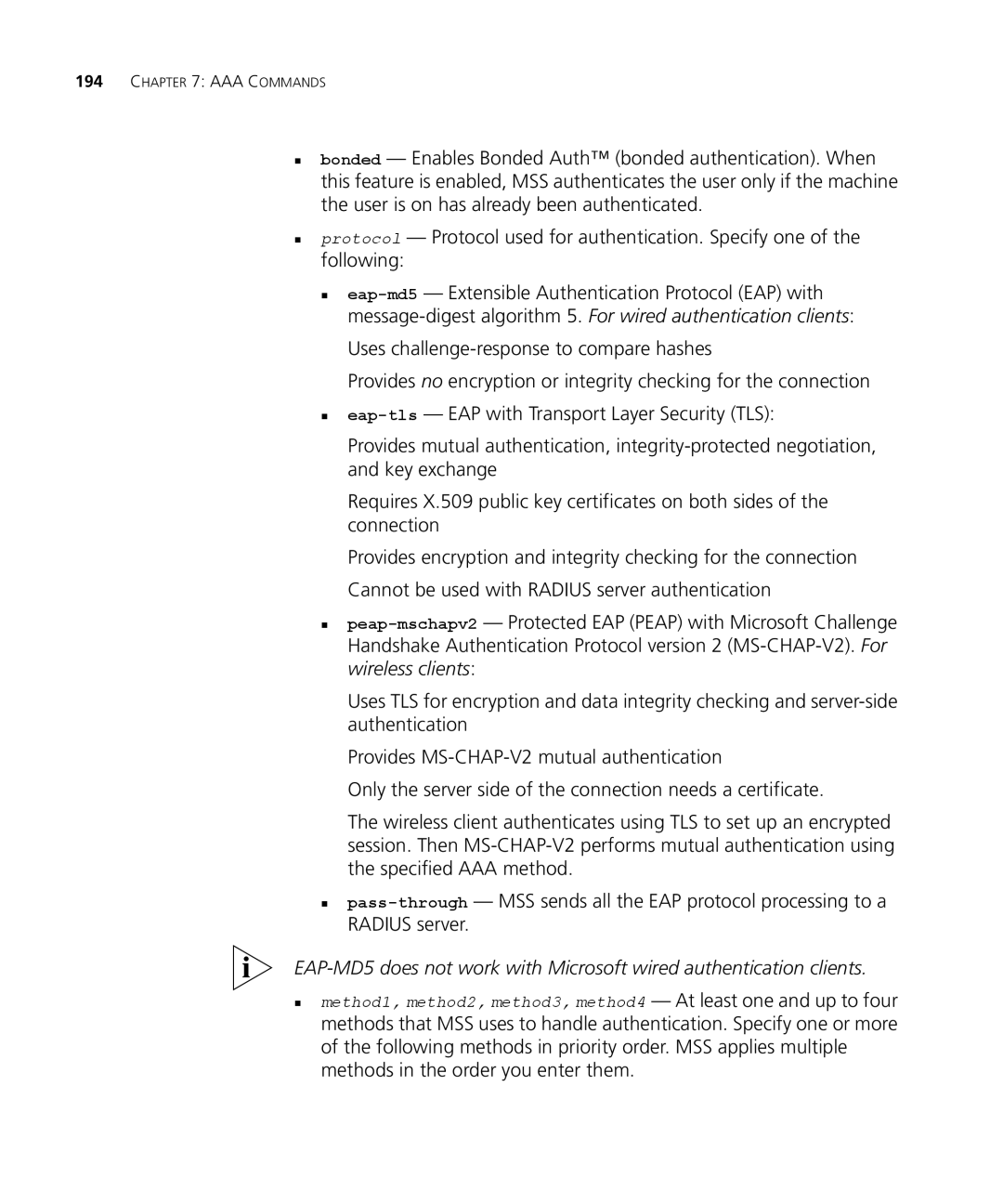 3Com 3CRWX440095A, 3CRWX120695A manual AAA Commands 