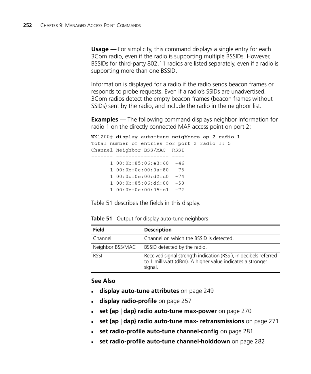 3Com 3CRWX440095A, 3CRWX120695A manual Output for display auto-tune neighbors, Display auto-tune Neighbors ap 2 radio 