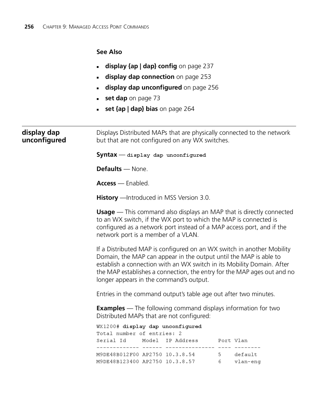 3Com 3CRWX440095A, 3CRWX120695A Unconfigured, „ display ap dap config on, But that are not configured on any WX switches 