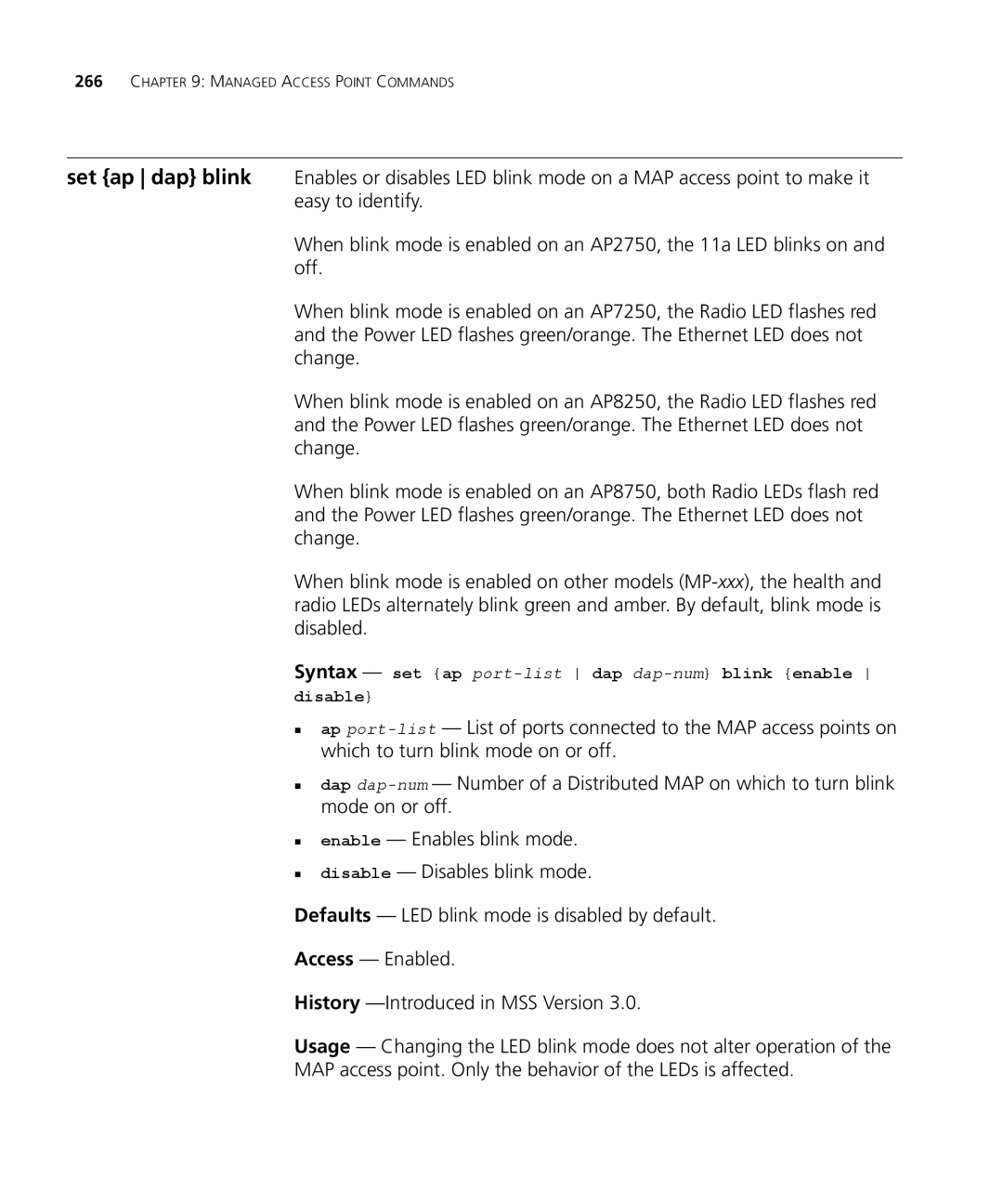 3Com 3CRWX440095A, 3CRWX120695A manual Syntax set ap port-listdap dap-numblink enable disable 