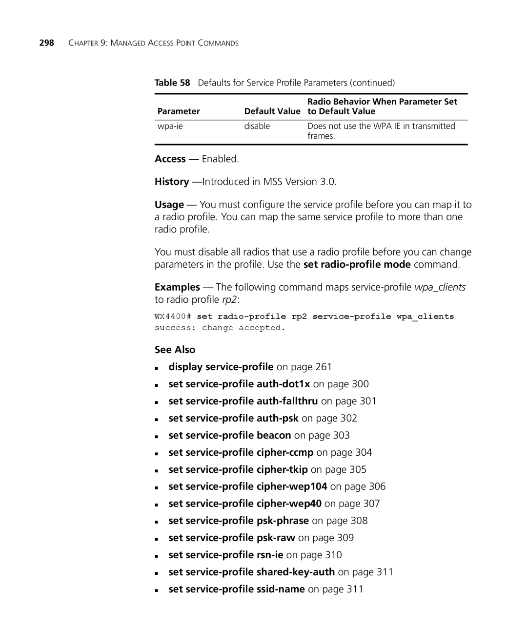 3Com 3CRWX440095A, 3CRWX120695A manual Defaults for Service Profile Parameters 