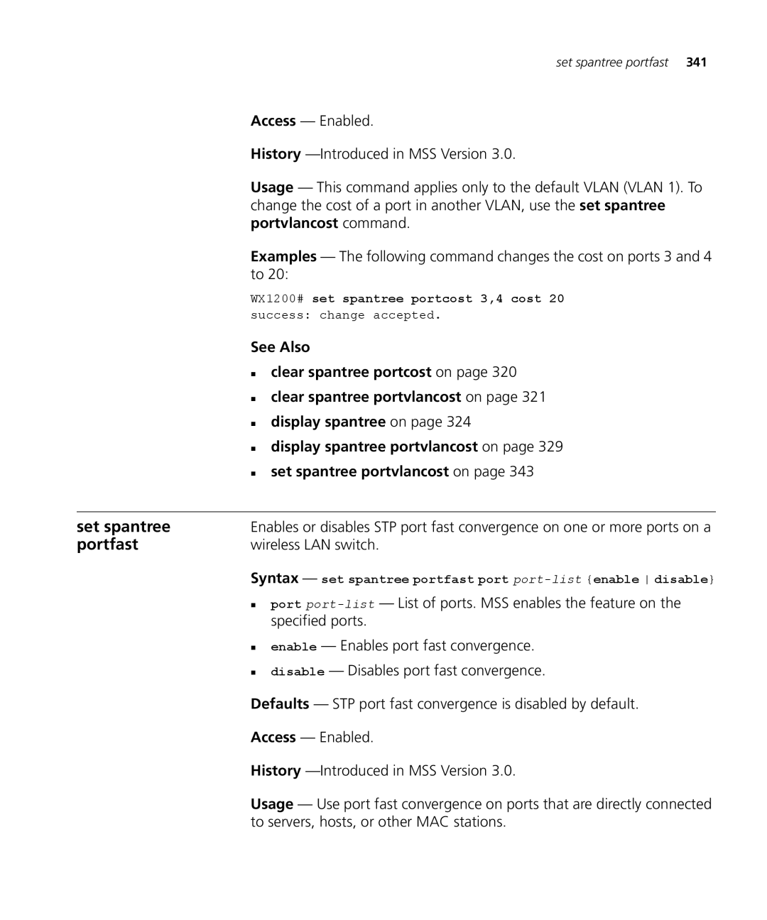 3Com 3CRWX120695A, 3CRWX440095A manual Portvlancost command 