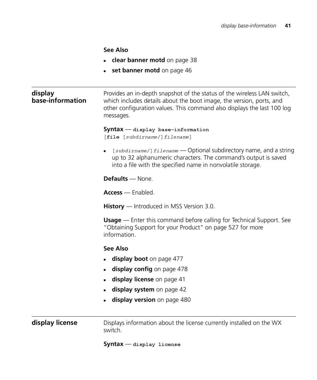 3Com 3CRWX120695A, 3CRWX440095A manual Base-information, Display license 