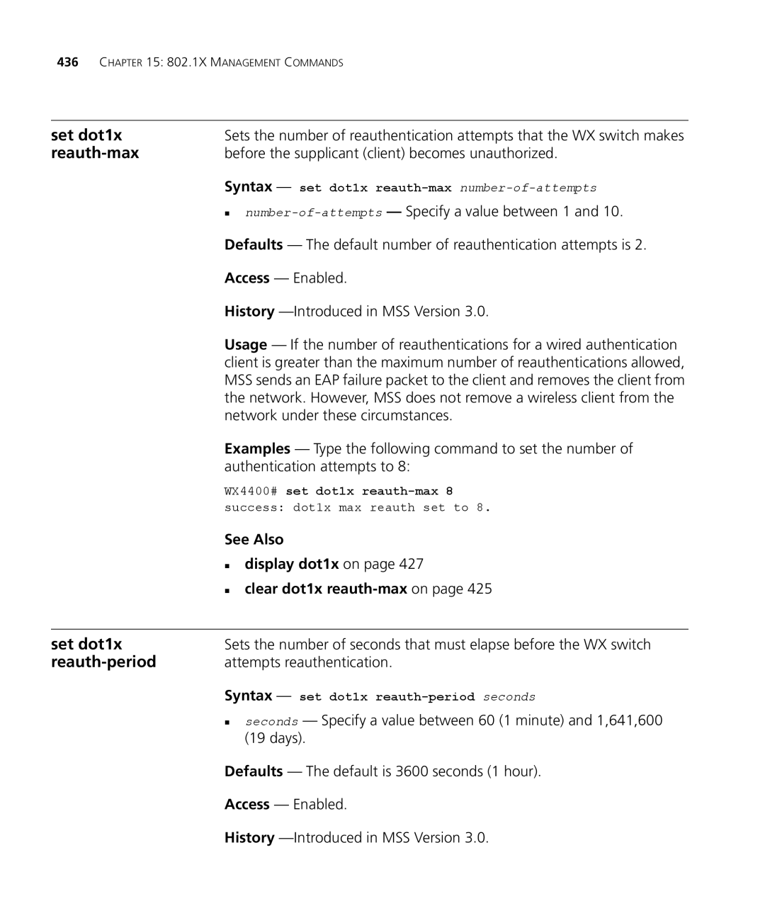 3Com 3CRWX440095A, 3CRWX120695A manual Before the supplicant client becomes unauthorized, Attempts reauthentication 