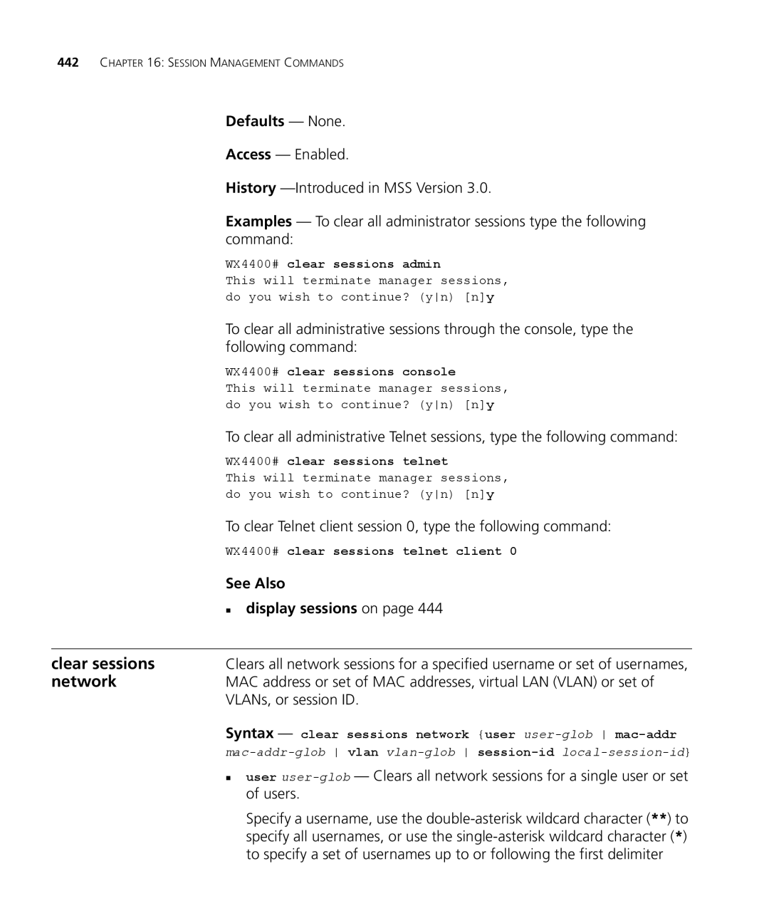 3Com 3CRWX440095A, 3CRWX120695A manual Network, VLANs, or session ID, Users 