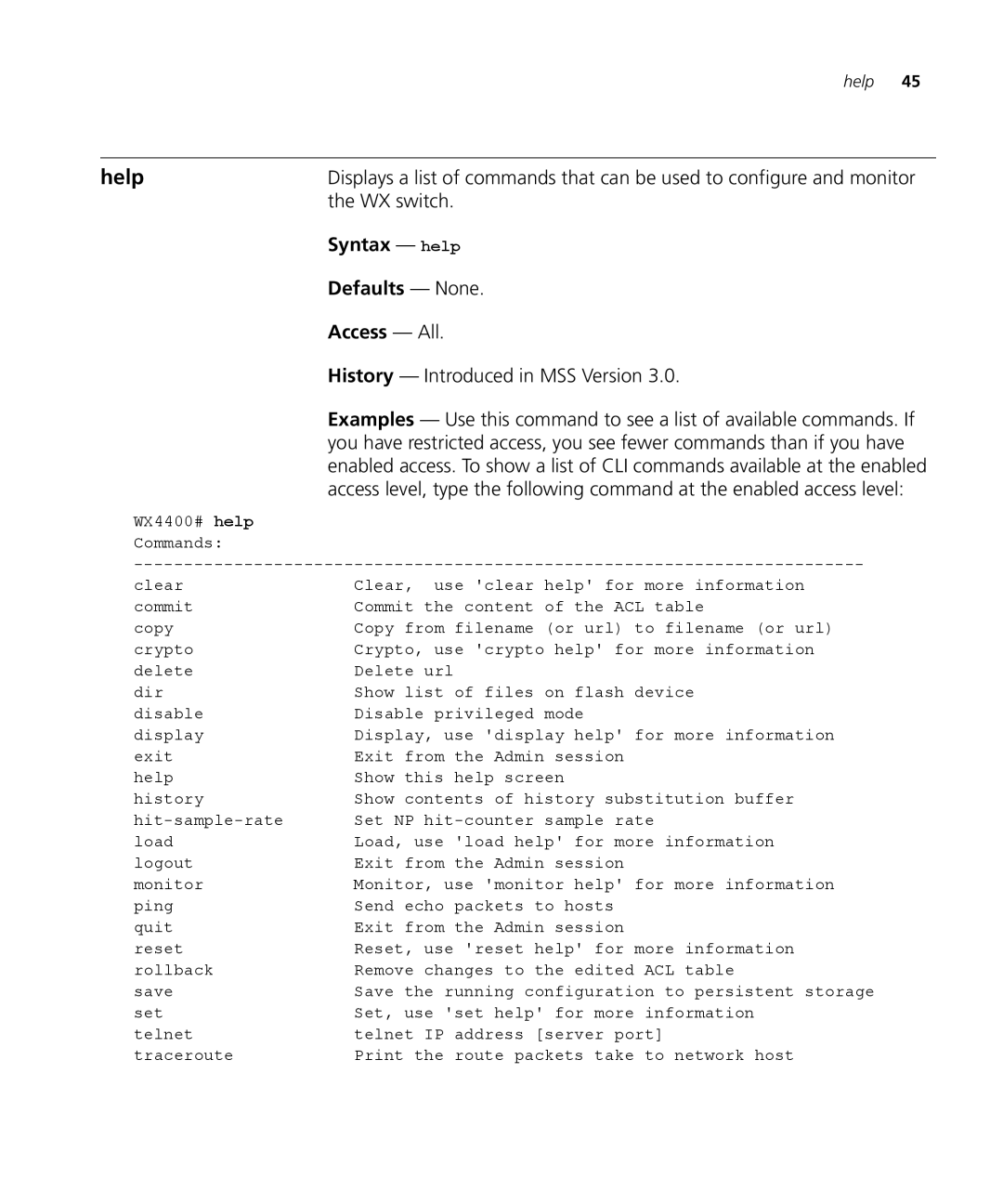 3Com 3CRWX120695A, 3CRWX440095A manual Help, WX switch, Syntax help 