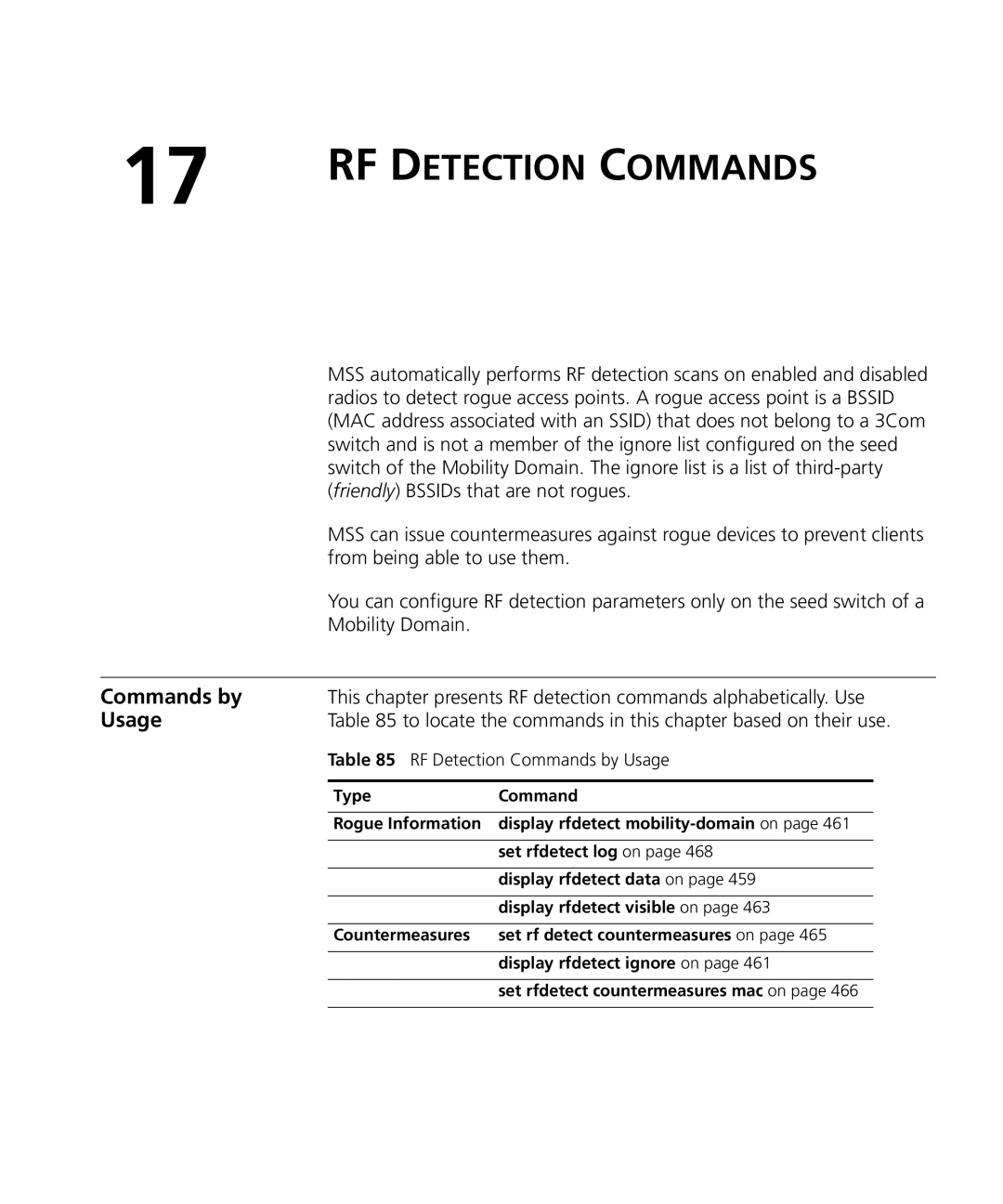 3Com 3CRWX120695A, 3CRWX440095A manual RF Detection Commands 