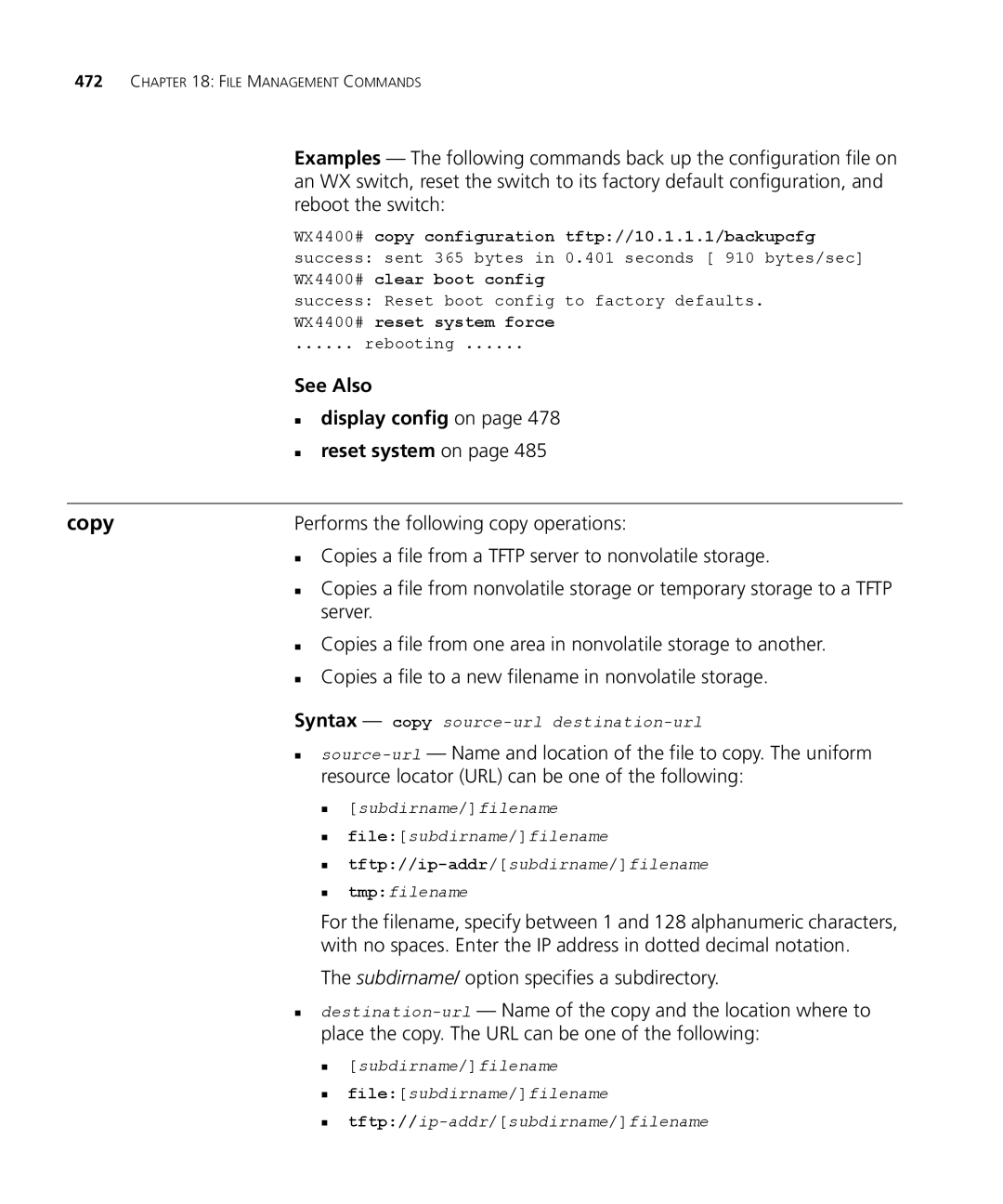 3Com 3CRWX440095A, 3CRWX120695A manual Copy, „ reset system on 