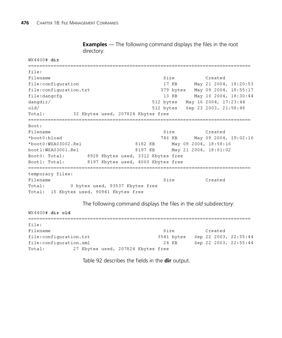 3Com 3CRWX440095A, 3CRWX120695A manual Following command displays the files in the old subdirectory 