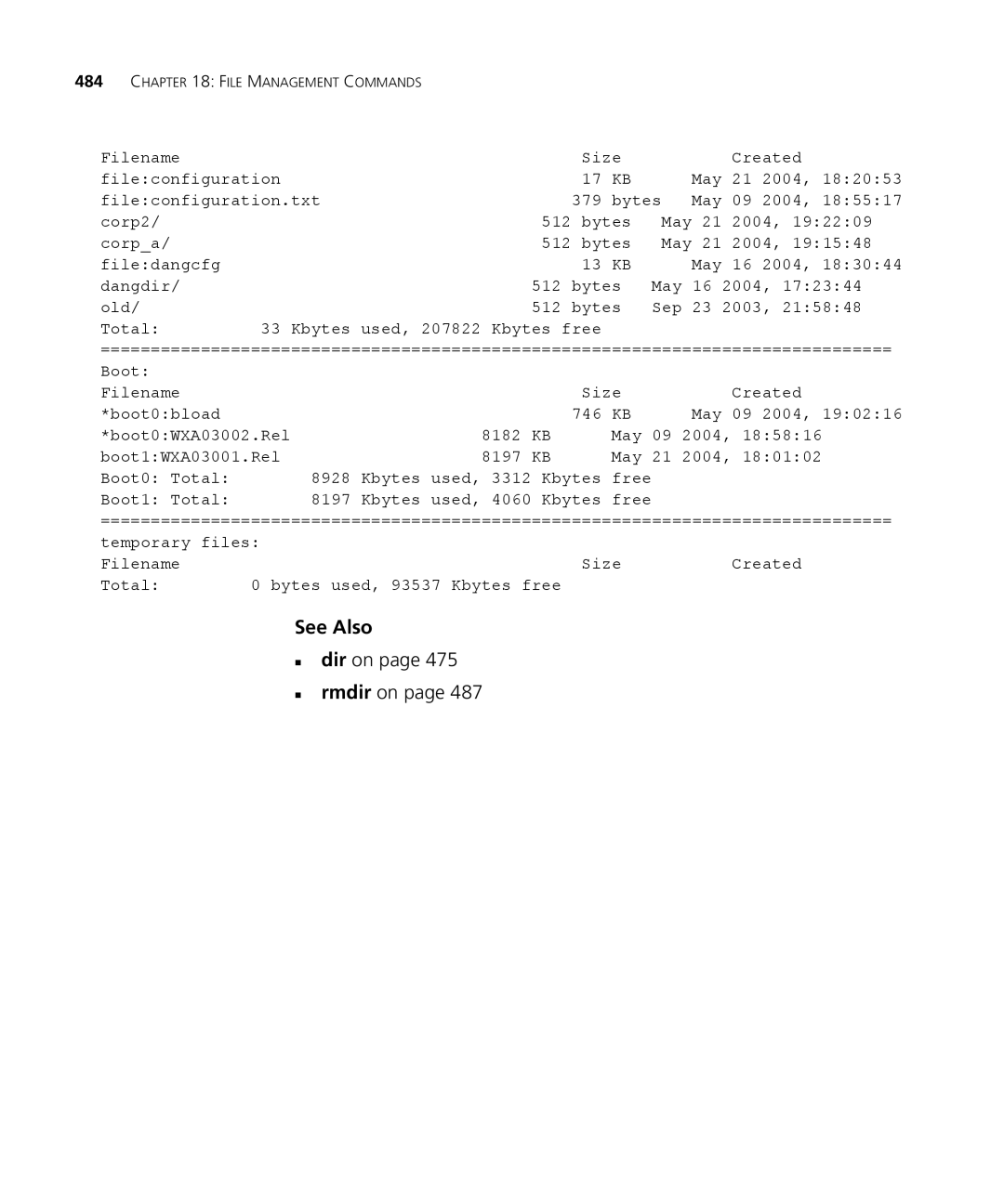 3Com 3CRWX440095A, 3CRWX120695A manual „ dir on „ rmdir on 