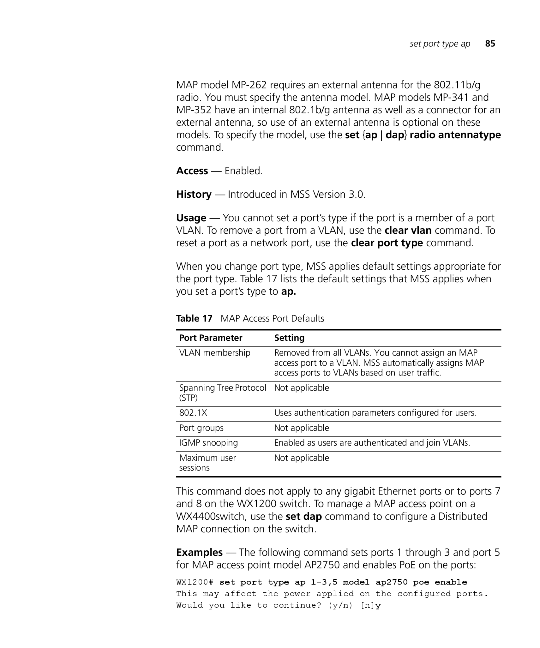 3Com 3CRWX120695A, 3CRWX440095A manual MAP Access Port Defaults, Stp 