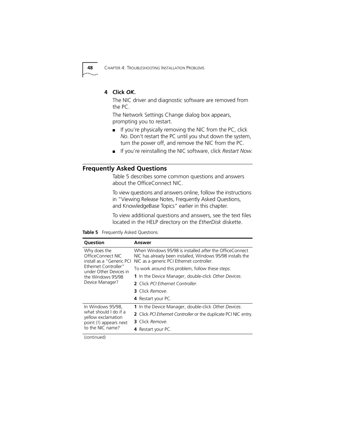 3Com 3CSOHO100 manual Frequently Asked Questions, Question Answer 