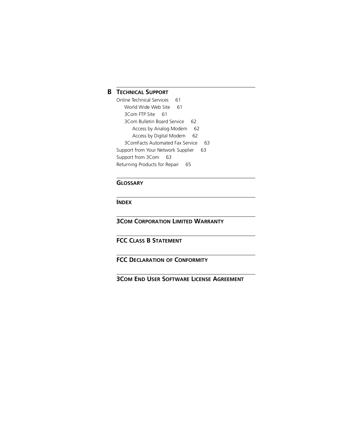 3Com 3CSOHO100 manual Technical Support 