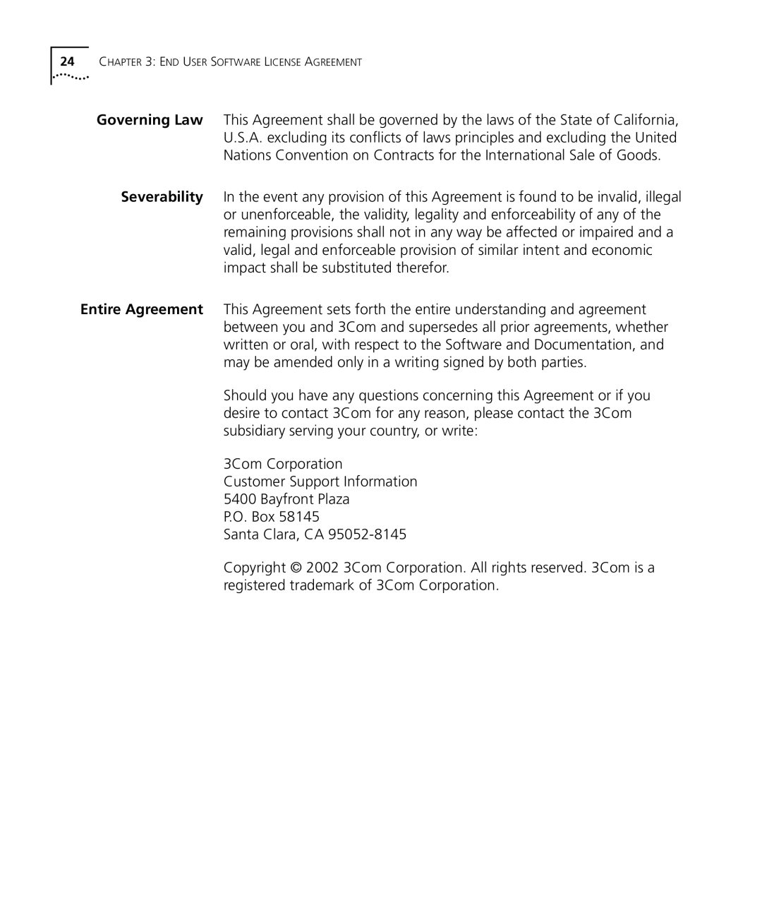 3Com 4005 manual END User Software License Agreement 