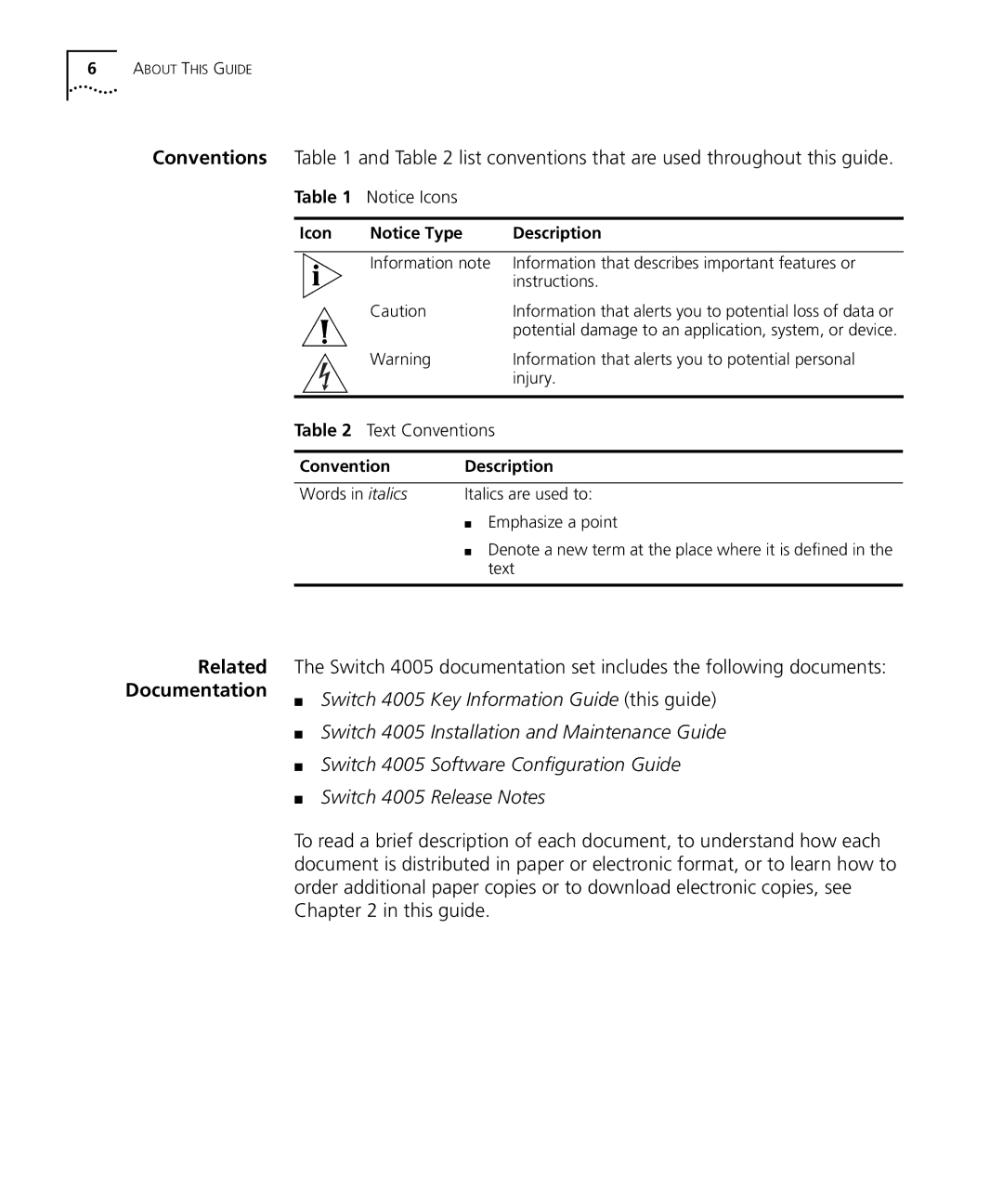 3Com 4005 manual Related Documentation 