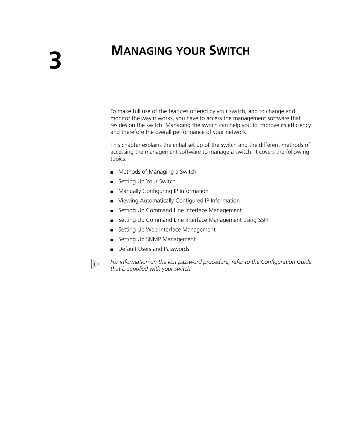 3Com 4210 PWR 18-PORT, 4210 9-PORT, 4210 PWR 26-PORT, 4210 18-PORT, 4210 26-PORT, 4210 52-PORT manual Managing Your Switch 
