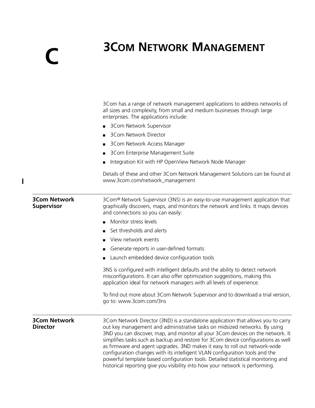 3Com 4210 PWR 18-PORT, 4210 9-PORT, 4210 PWR 26-PORT manual 3COM Network Management, 3Com Network, Supervisor, Director 