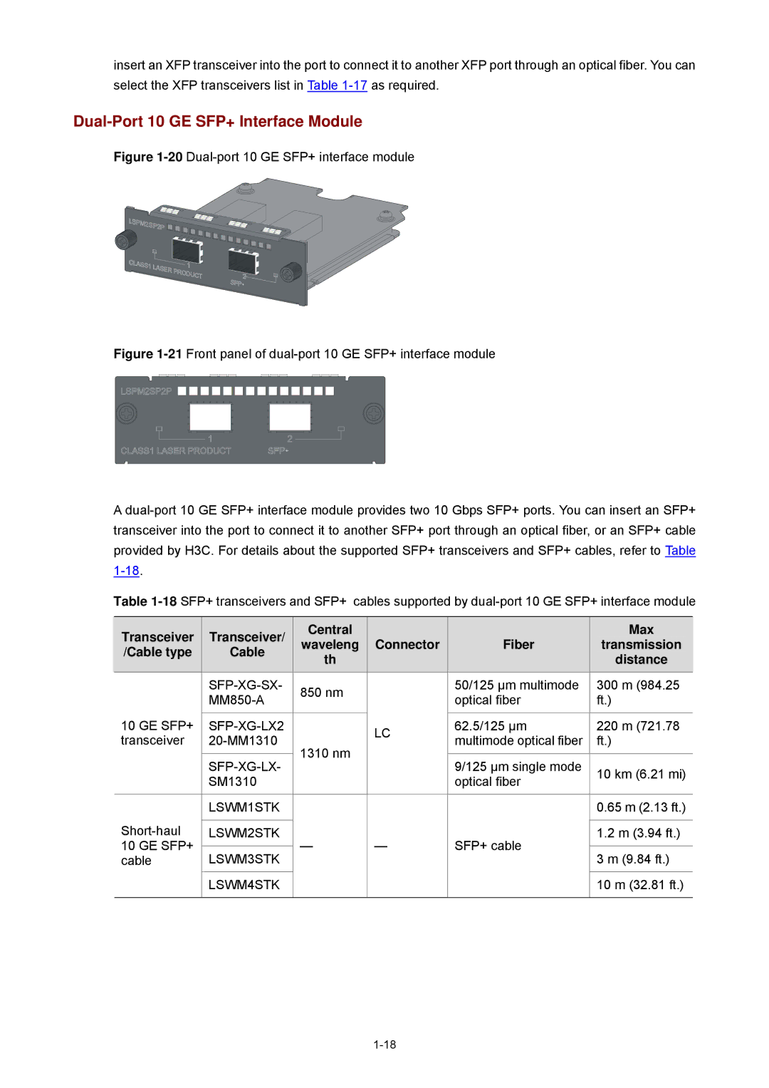 3Com 4210G manual Dual-Port 10 GE SFP+ Interface Module, Transceiver Central Max 