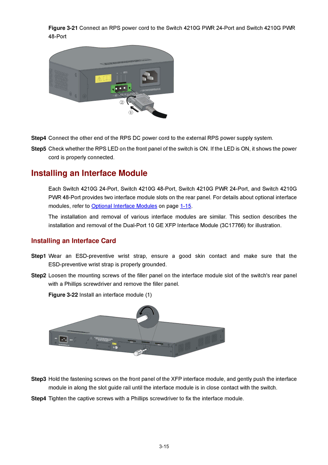 3Com 4210G manual Installing an Interface Module, Installing an Interface Card 