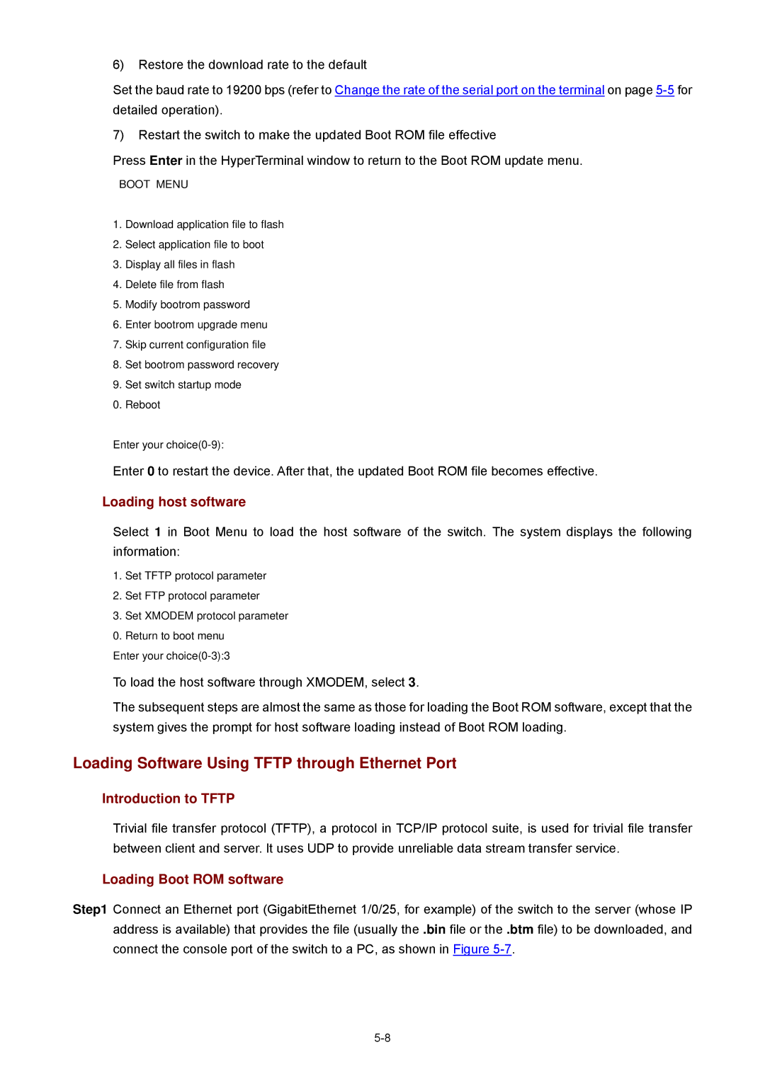 3Com 4210G manual Loading Software Using Tftp through Ethernet Port, Loading host software 