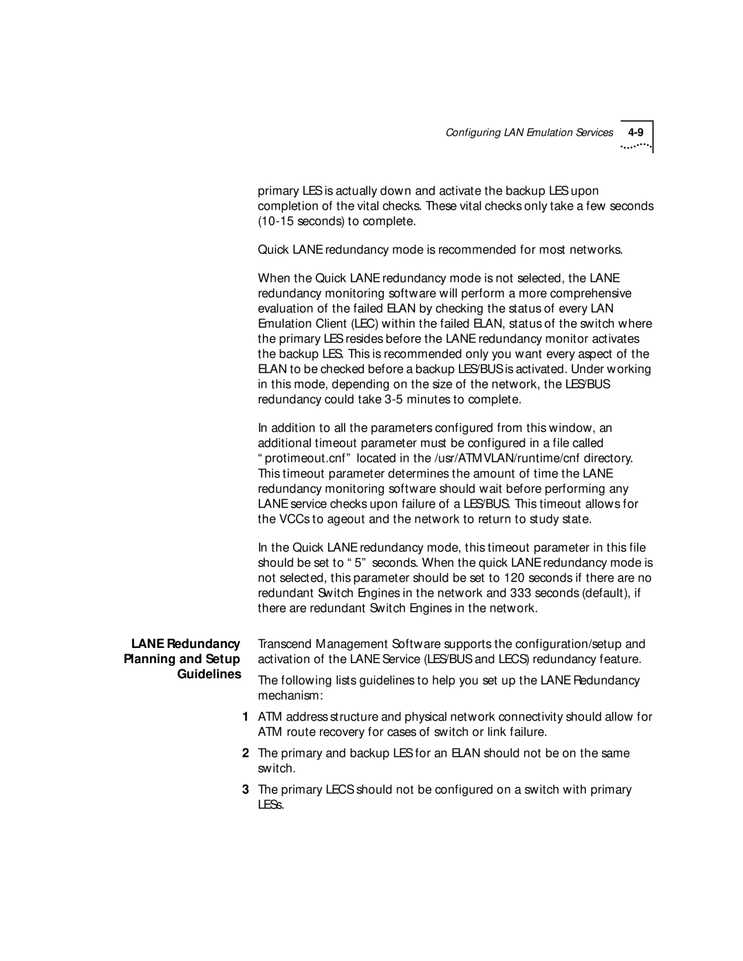 3Com 4.2.2 manual Lane Redundancy Planning and Setup Guidelines 