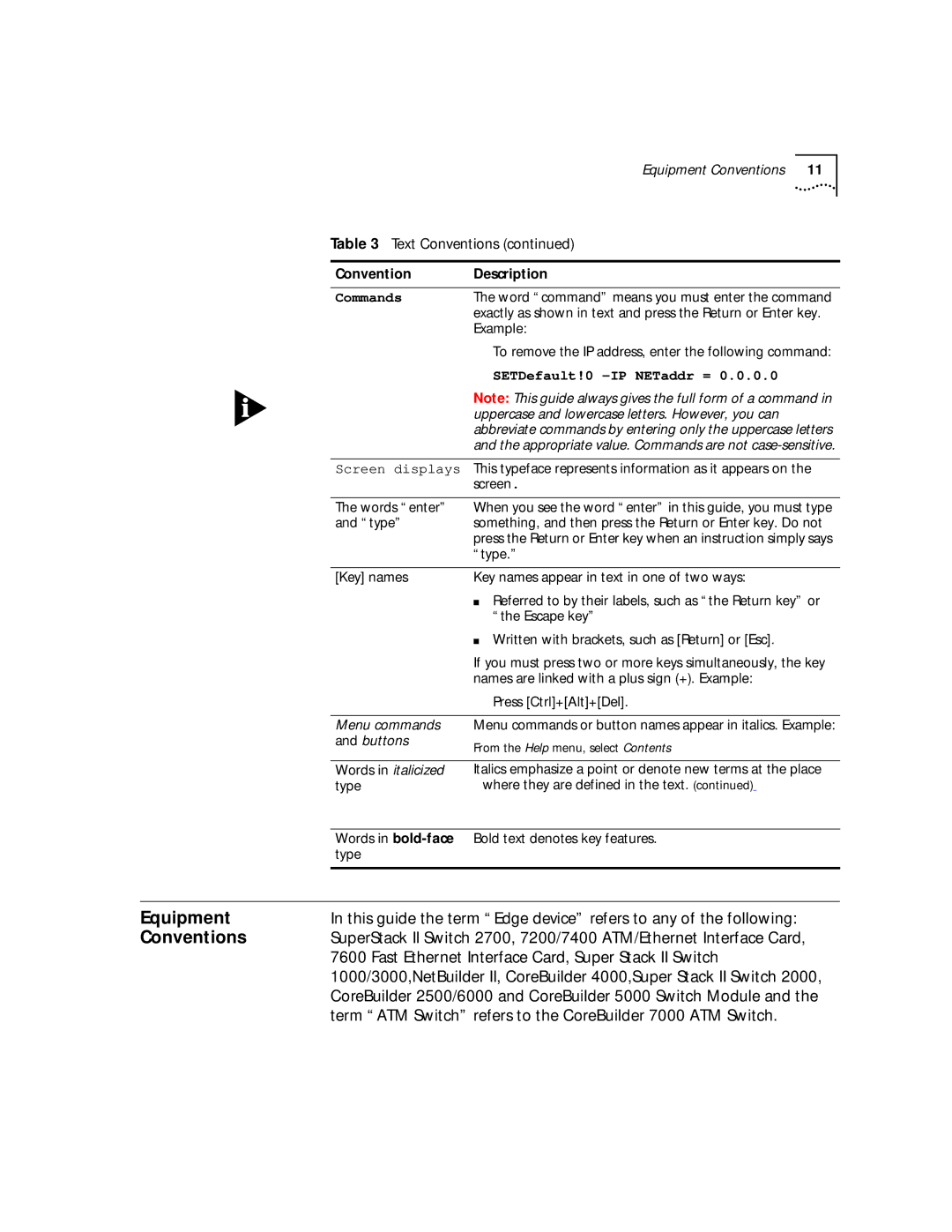 3Com 4.2.2 manual Equipment 