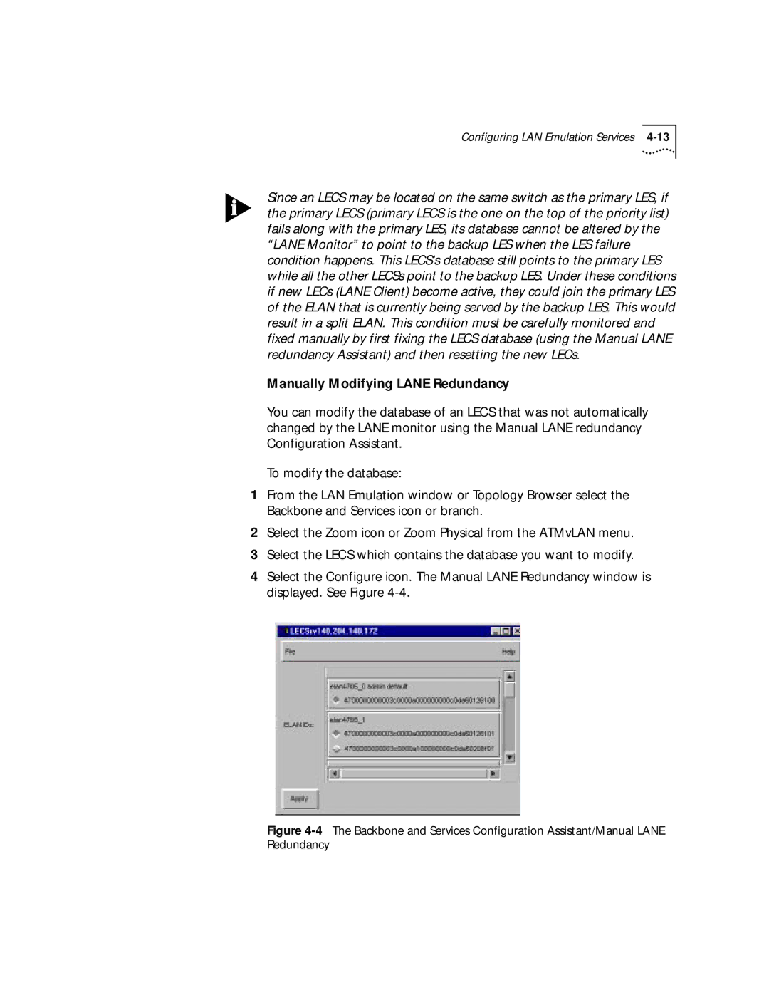 3Com 4.2.2 manual Manually Modifying Lane Redundancy 