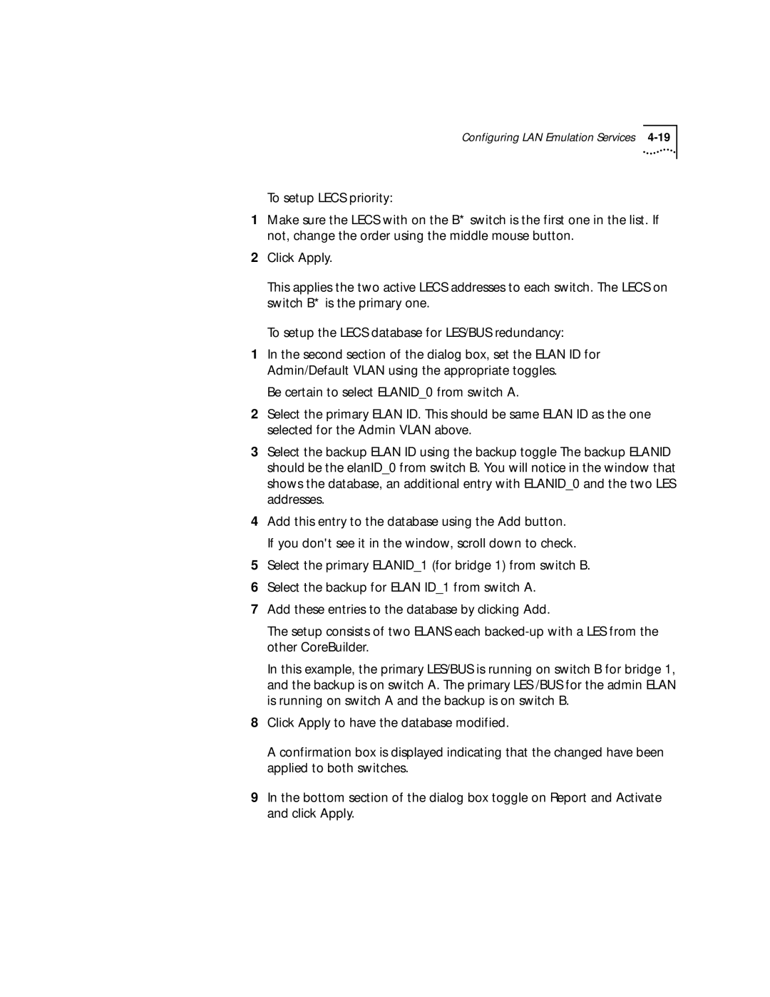 3Com 4.2.2 manual Configuring LAN Emulation Services 