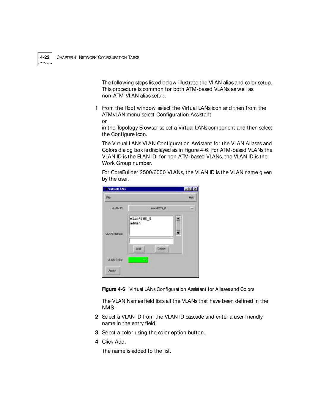 3Com 4.2.2 manual Vlan Names field lists all the VLANs that have been defined 