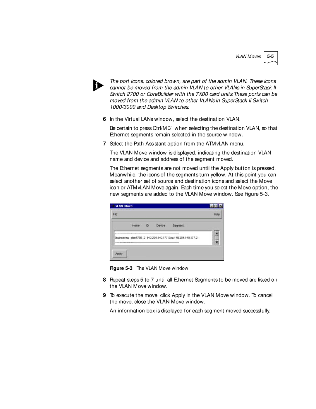 3Com 4.2.2 manual 3The Vlan Move window 