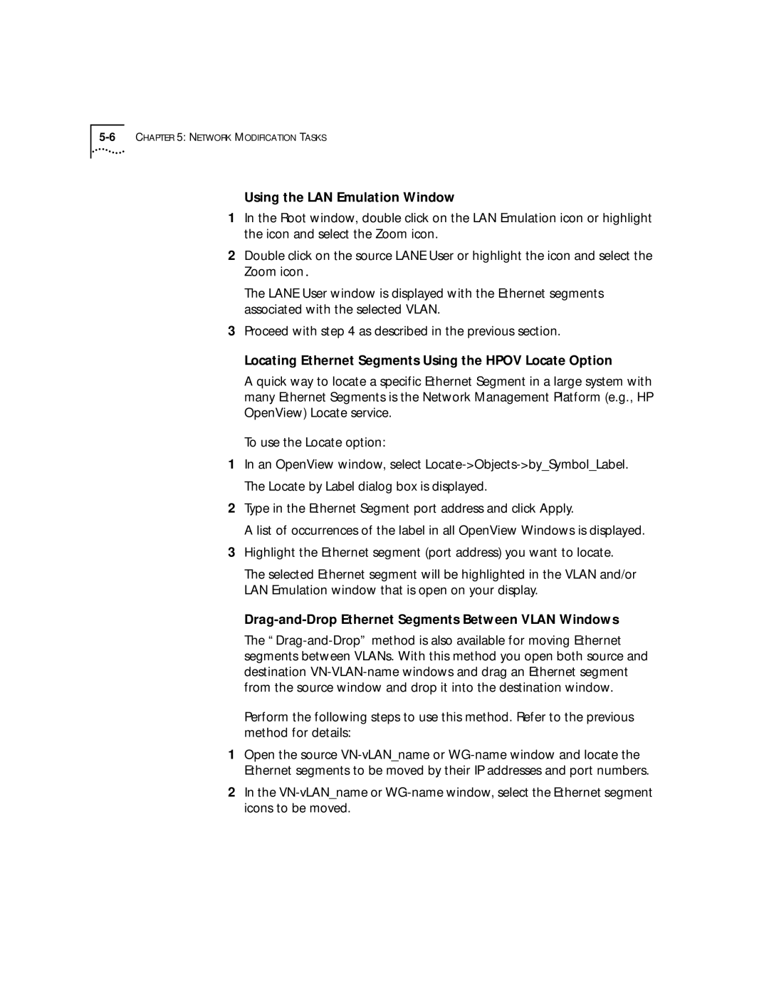 3Com 4.2.2 manual Using the LAN Emulation Window, Locating Ethernet Segments Using the Hpov Locate Option 