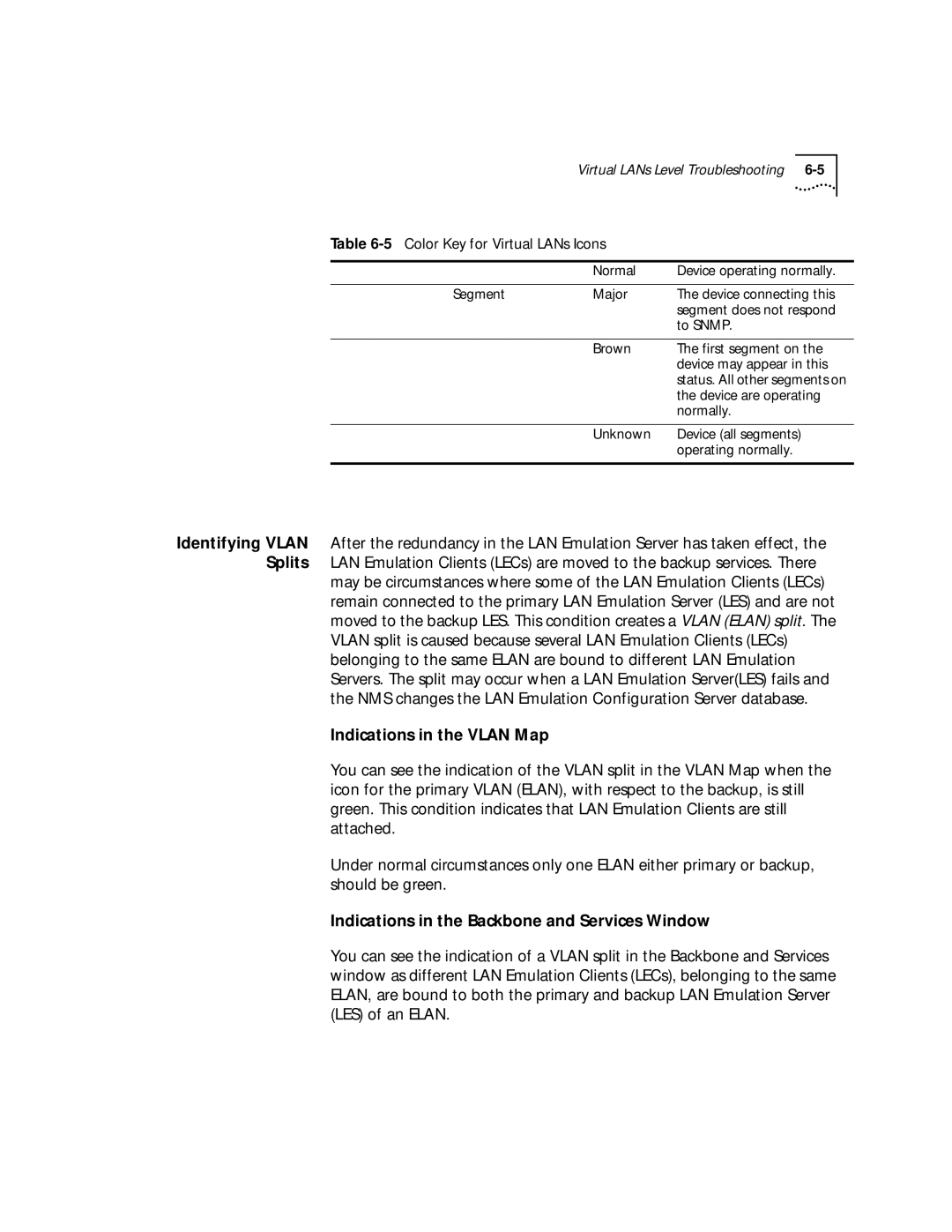 3Com 4.2.2 manual Indications in the Vlan Map, Indications in the Backbone and Services Window 