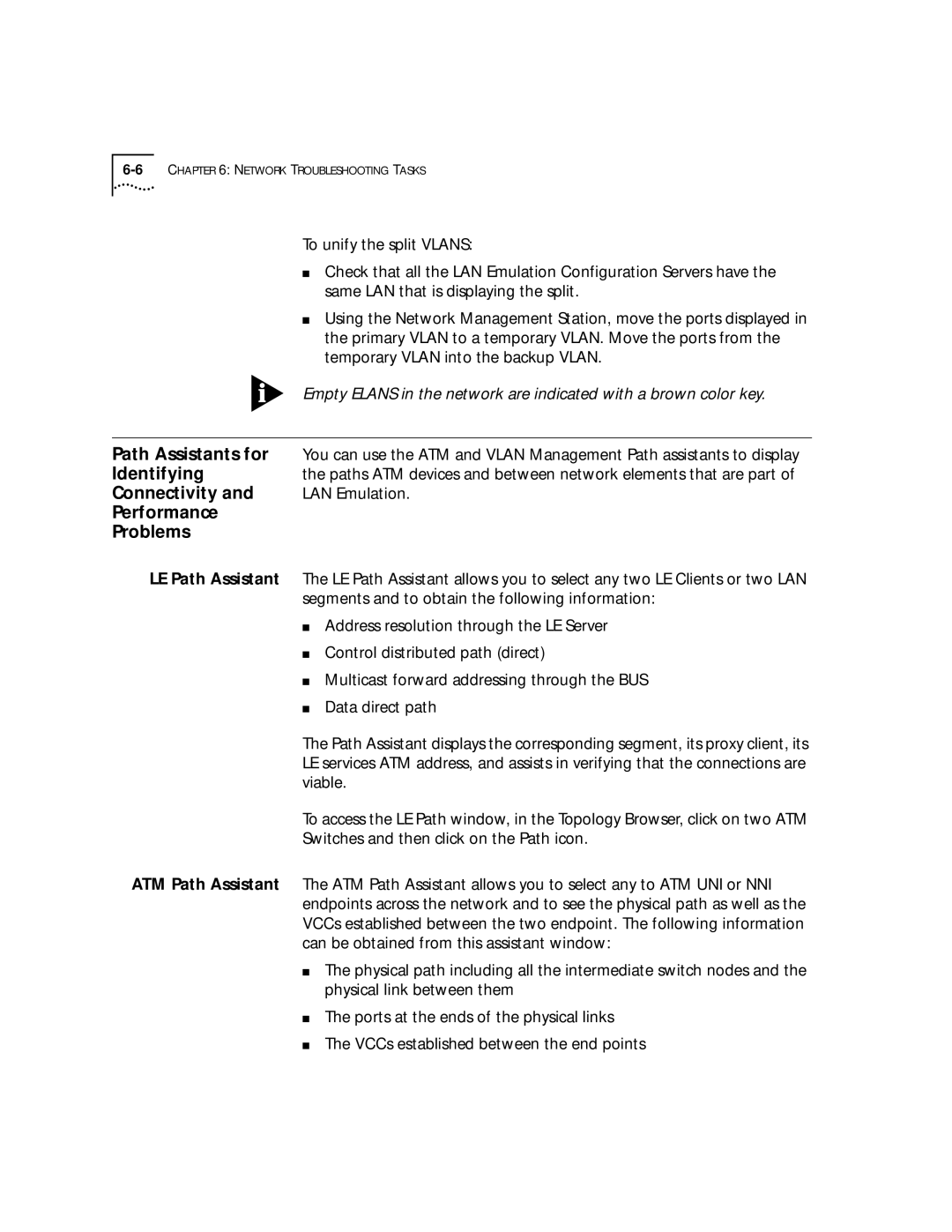 3Com 4.2.2 manual Path Assistants for, Identifying, Connectivity, Performance Problems, LE Path Assistant 