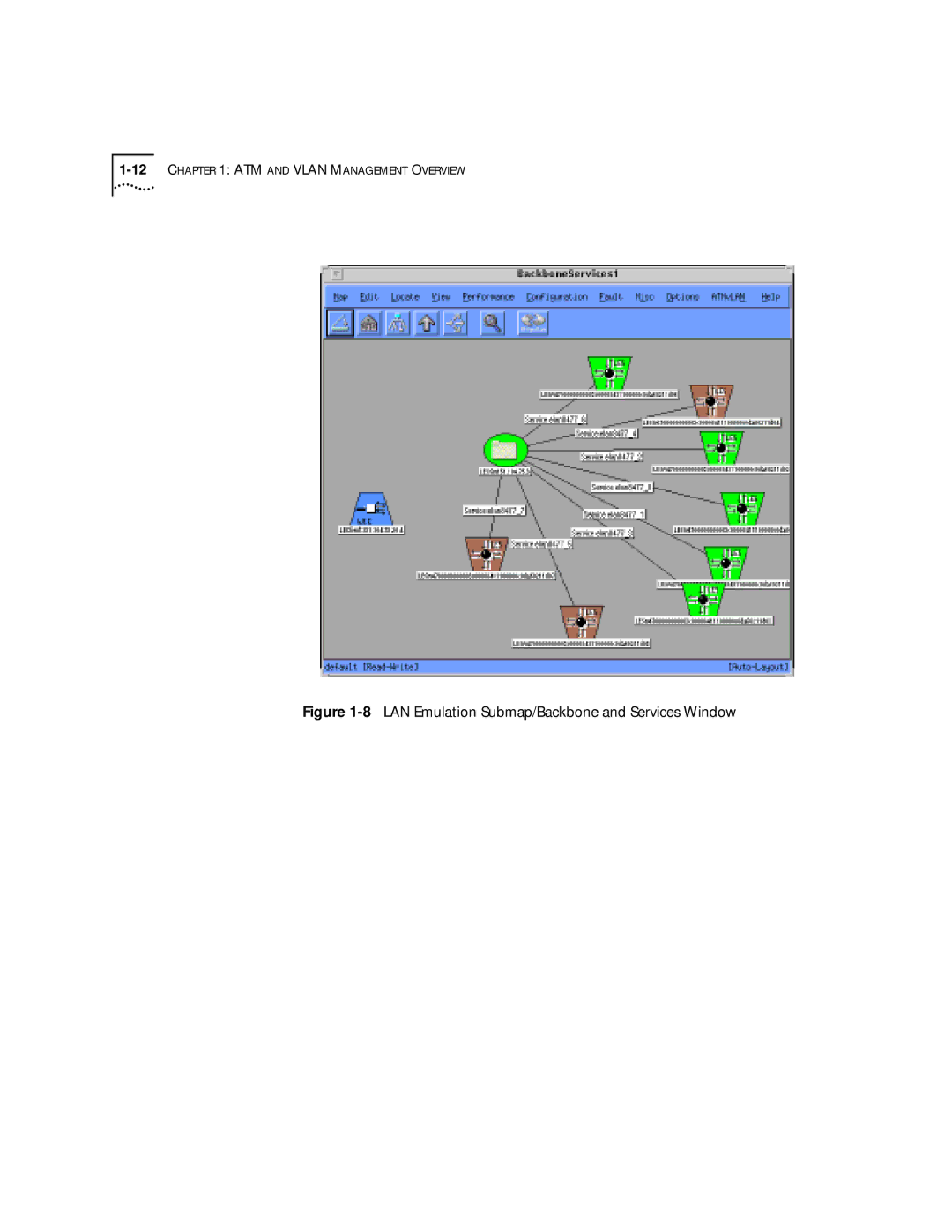 3Com 4.2.2 manual 8LAN Emulation Submap/Backbone and Services Window 