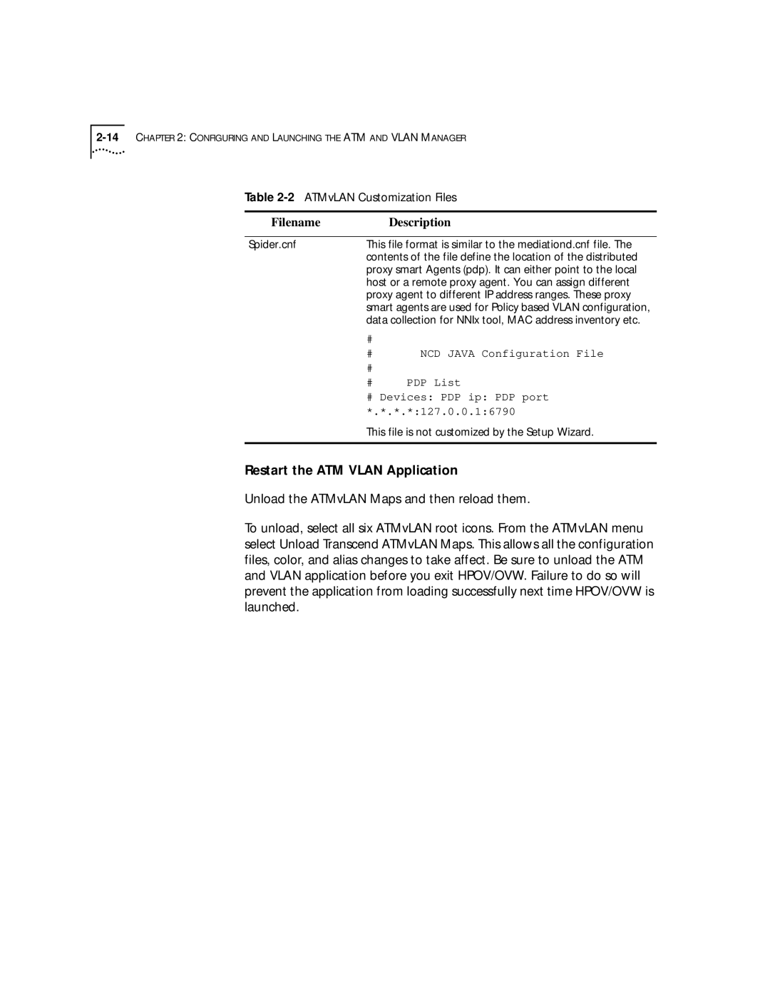 3Com 4.2.2 manual Restart the ATM Vlan Application 