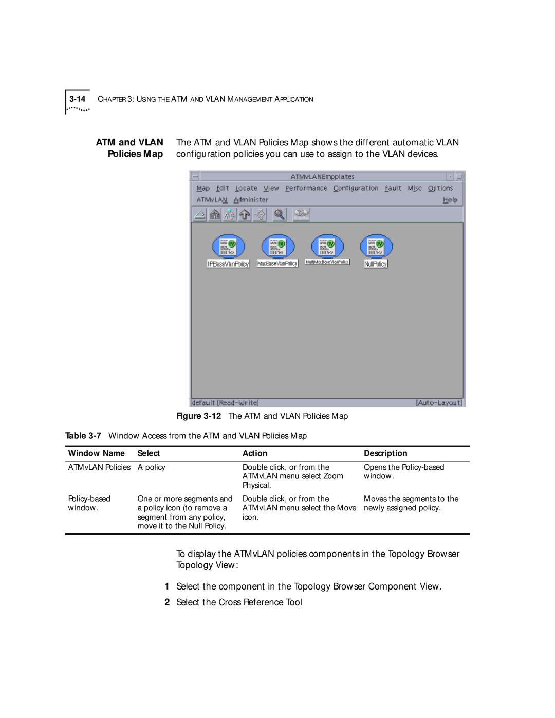 3Com 4.2.2 manual ATMvLAN menu select the Move Newly assigned policy Icon 