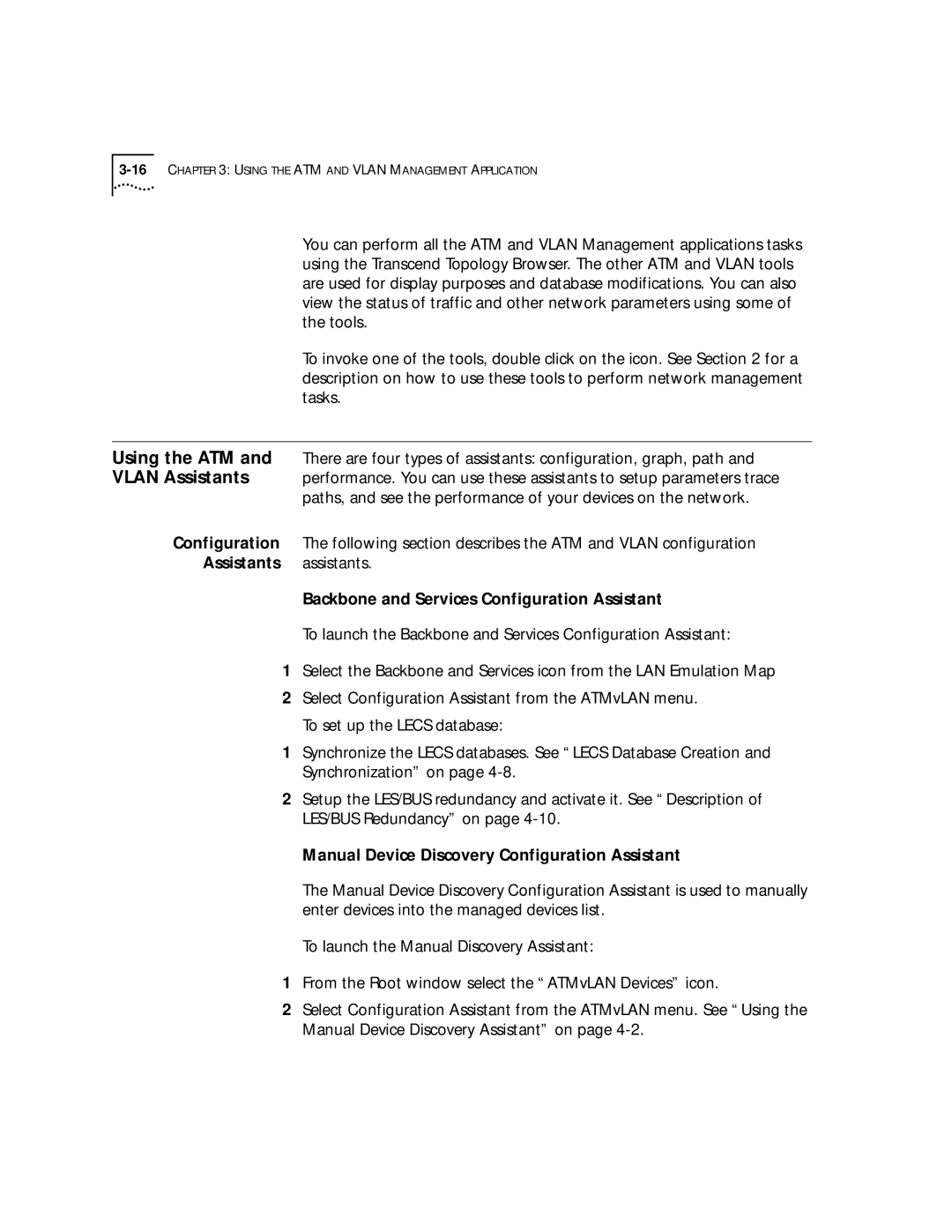 3Com 4.2.2 manual Backbone and Services Configuration Assistant, Manual Device Discovery Configuration Assistant 