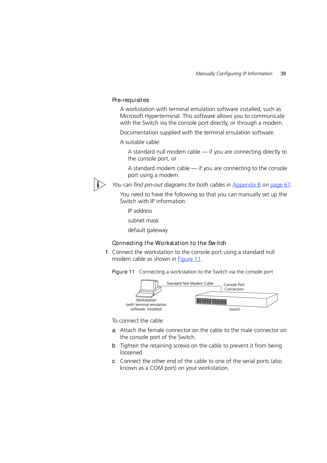 3Com 4228G, 4250T, 4226T manual Connecting a workstation to the Switch via the console port 