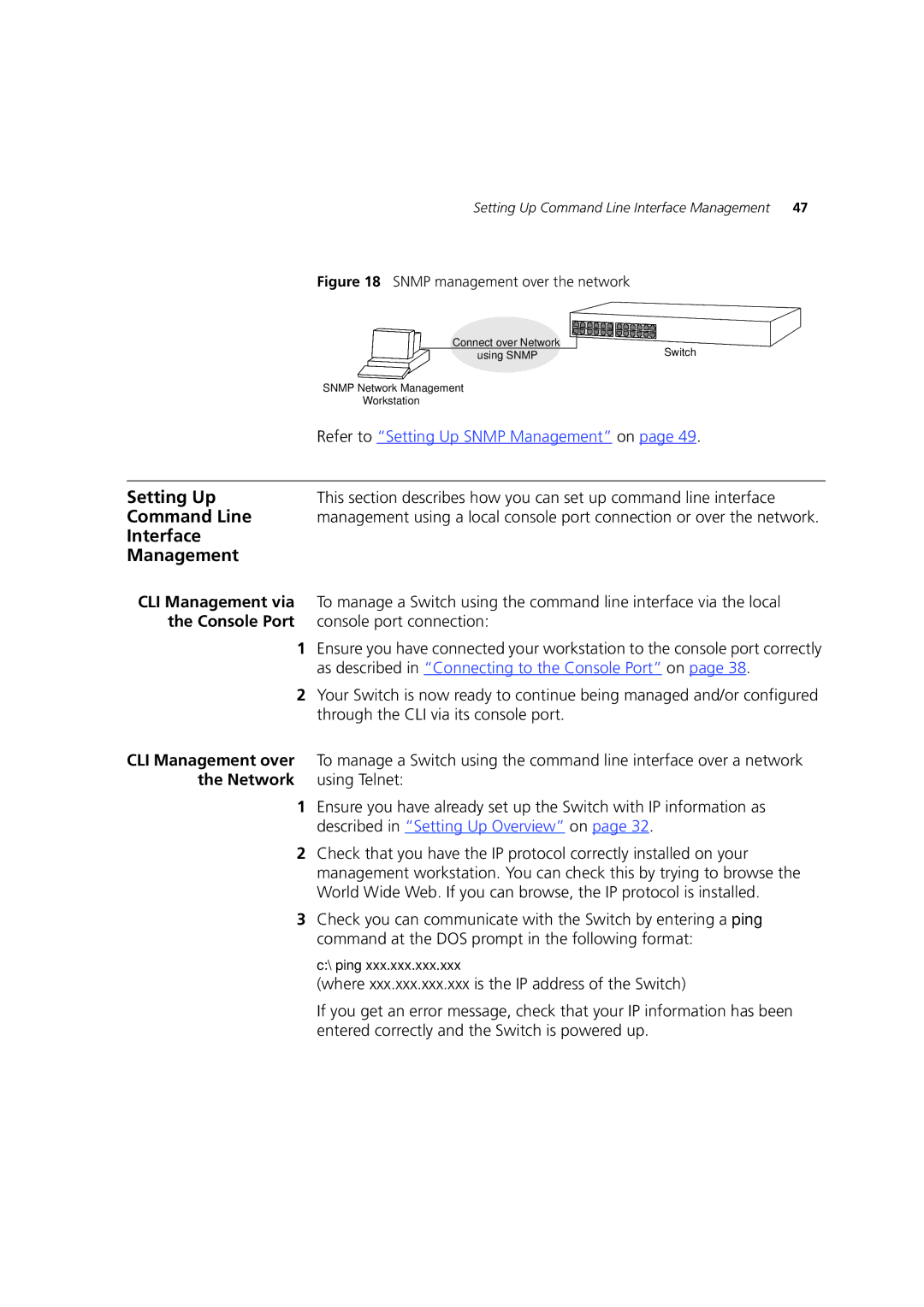 3Com 4226T, 4228G, 4250T manual Command Line, Interface Management, CLI Management via, Console Port, Network Using Telnet 