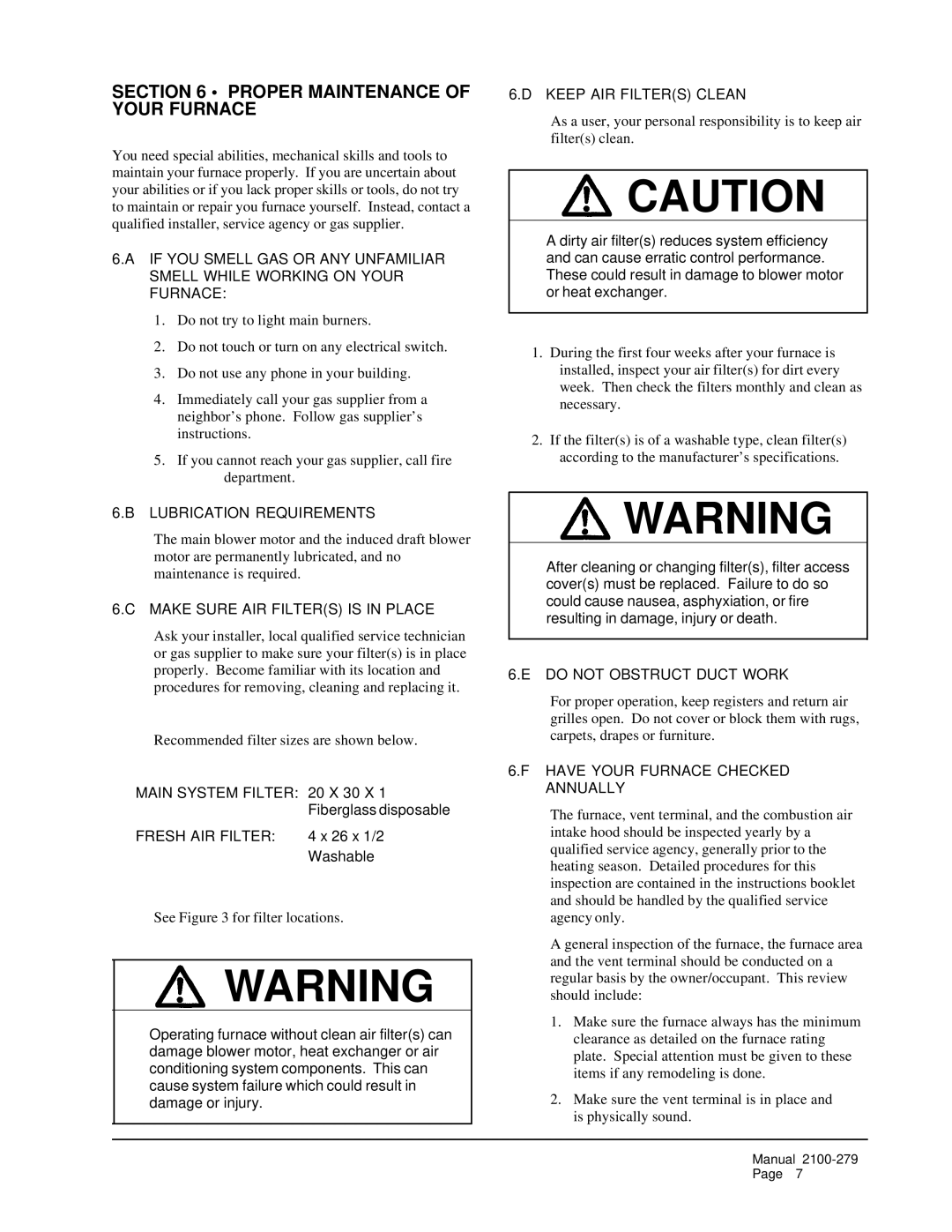 3Com 43506 operating instructions Proper Maintenance of Your Furnace 