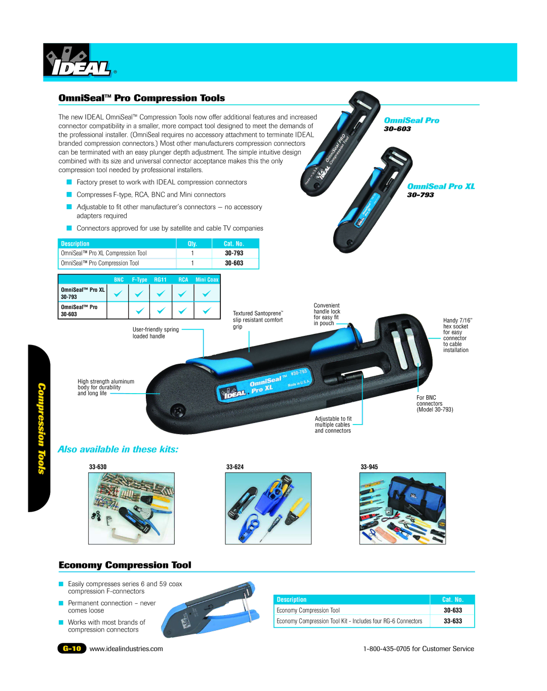 3Com 45-338, 45-337, 45-339 manual OmniSeal Pro Compression Tools, Economy Compression Tool 