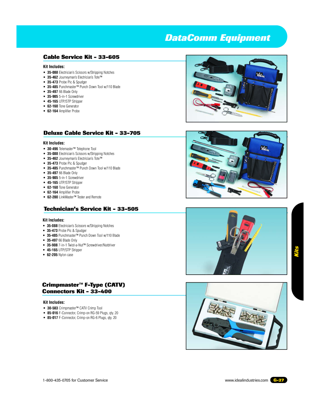 3Com 45-337, 45-338, 45-339 Deluxe Cable Service Kit, Technician’s Service Kit, Crimpmaster F-Type Catv Connectors Kit 